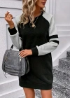 Kadın Uzun Kollu Bisiklet Yaka şardonlu üç Iplik Kısa Elbise