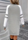 Kadın Uzun Kollu Bisiklet Yaka şardonlu üç Iplik Kısa Elbise