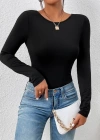 Kadın Uzun Kollu Bisiklet Yaka Süprem Bluz