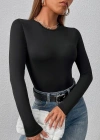 Kadın Uzun Kollu Bisiklet Yaka Süprem Bluz
