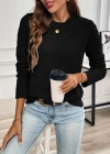 Kadın Uzun Kollu Bisiklet Yaka Triko Bluz