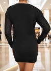 Kadın Uzun Kollu Bisiklet Yaka Triko Elbise (çorapsız)