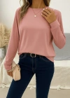 Kadın Uzun Kollu Bisiklet Yaka Viskon Bluz