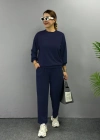 Kadın Uzun Kollu Bisiklet Yaka Viskon Iki Iplik Bluz Ve Pantolon Ikili Takım