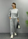 Kadın Uzun Kollu Bisiklet Yaka Viskon Iki Iplik Bluz Ve Pantolon Ikili Takım
