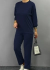 Kadın Uzun Kollu Bisiklet Yaka Viskon Iki Iplik Bluz Ve Pantolon Ikili Takım