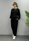 Kadın Uzun Kollu Bisiklet Yaka Viskon Iki Iplik Bluz Ve Pantolon Ikili Takım