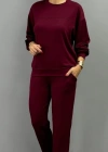 Kadın Uzun Kollu Bisiklet Yaka Viskon Iki Iplik Bluz Ve Pantolon Ikili Takım