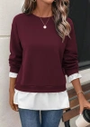 Kadın Uzun Kollu Bisiklet Yaka Viskon Iki Iplik Ve Etek Ucu Trikoton Bluz