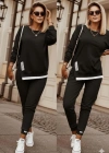 Kadın Uzun Kollu Bisiklet Yaka Yandan Fermuarlı Viskon Iki Iplik Bluz Ve Pantolon Ikili Takım