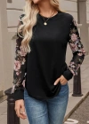 Kadın Uzun Kollu Bisiklet Yakalı Kolun çiçek Desenli Viskon Iki Iplik Bluz