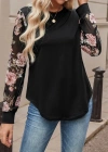 Kadın Uzun Kollu Bisiklet Yakalı Kolun çiçek Desenli Viskon Iki Iplik Bluz