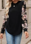 Kadın Uzun Kollu Bisiklet Yakalı Kolun çiçek Desenli Viskon Iki Iplik Bluz