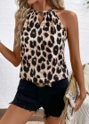 Kadın Uzun Kollu Boyundan Halka Detaylı Leopar Süprem Bluz