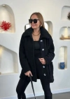 Kadın Uzun Kollu Cep Ve Düğme Detay Wellsof Kumaş Peluş Hırka