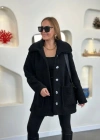 Kadın Uzun Kollu Cep Ve Düğme Detay Wellsof Kumaş Peluş Hırka