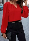 Kadın Uzun Kollu Damla Detaylı Ithal Krep Bluz