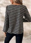 Kadın Uzun Kollu Damla Detaylı Yaka Desenli Süprem Bluz