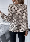 Kadın Uzun Kollu Damla Detaylı Yaka Desenli Süprem Bluz