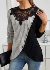 Kadın Uzun Kollu Dantel Yaka Yandan Düğmeli şardonlu Kaşkorse Bluz