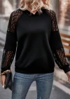 Kadın Uzun Kollu Dantelli Kapşonlu Viskon Iki Iplik Bluz