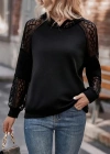 Kadın Uzun Kollu Dantelli Kapşonlu Viskon Iki Iplik Bluz