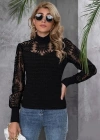 Kadın Uzun Kollu Dantelli Yarı Balıkçı Yaka Viskon Bluz