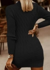 Kadın Uzun Kollu Derin V Yakalı Kısa Triko Elbise