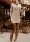 Kadın Uzun Kollu Derin V Yakalı Kısa Triko Elbise
