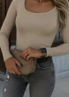 Kadın Uzun Kollu Derin Yuvarlak Yaka Kaşkorse Bluz