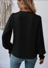 Kadın Uzun Kollu Dökümlü Kruvaze Yaka Kol Ucu Gipeli Sandy Bluz