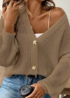 Kadın Uzun Kollu Düğme Detay Triko Bluz