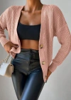 Kadın Uzun Kollu Düğme Detay Triko Bluz