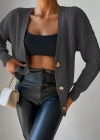 Kadın Uzun Kollu Düğme Detay Triko Bluz