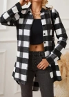 Kadın Uzun Kollu Ekoseli önden Düğmeli Dokuma Uzun Gömlek