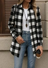 Kadın Uzun Kollu Ekoseli önden Düğmeli Dokuma Uzun Gömlek