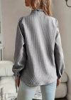 Kadın Uzun Kollu Fırfır Yakalı önden Düğmeli çizgili Burgu Gömlek