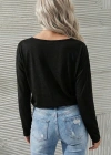 Kadın Uzun Kollu Geniş Yuvarlak Yaka Dantelli Viskon Iki Iplik Bluz