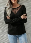 Kadın Uzun Kollu Geniş Yuvarlak Yaka Dantelli Viskon Iki Iplik Bluz