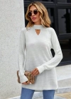 Kadın Uzun Kollu Göğüs Pencere Detay Triko Bluz