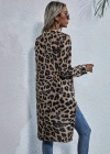 Kadın Uzun Kollu Hakim V Yakalı Leopar Desenli Asimetrik Kesim Süprem Bluz