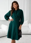 Kadın Uzun Kollu Hakim V Yakalı Yandan Toka Detaylı Ithal Mini Krep Elbise
