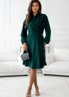 Kadın Uzun Kollu Hakim V Yakalı Yandan Toka Detaylı Ithal Mini Krep Elbise