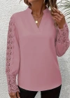 Kadın Uzun Kollu Hakim Yaka Kolları Dantel Detaylı Ithal Krep Bluz