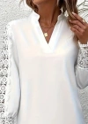 Kadın Uzun Kollu Hakim Yaka Kolları Dantel Detaylı Ithal Krep Bluz
