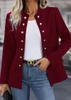 Kadın Uzun Kollu Hakim Yaka önden Düğmeli Kısa Atlas Ceket