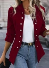 Kadın Uzun Kollu Hakim Yaka önden Düğmeli Kısa Atlas Ceket
