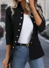 Kadın Uzun Kollu Hakim Yaka önden Düğmeli Kısa Atlas Ceket