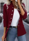 Kadın Uzun Kollu Hakim Yaka önden Düğmeli Kısa Atlas Ceket