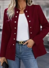 Kadın Uzun Kollu Hakim Yaka önü Açık Düğme Detaylı Atlas Ceket
